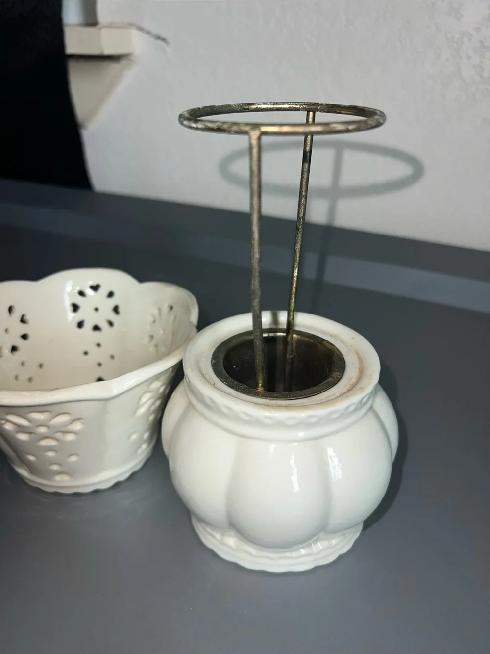 White Ceramic candle Lamp  - Unbranded